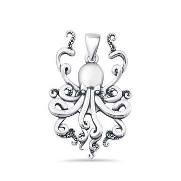 Oxidized Octopus Pendant